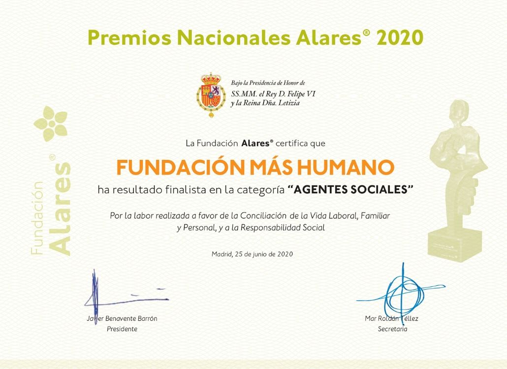 certificado fundacion mashumano finalista premios alares